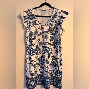 Floral Blue and White Dress